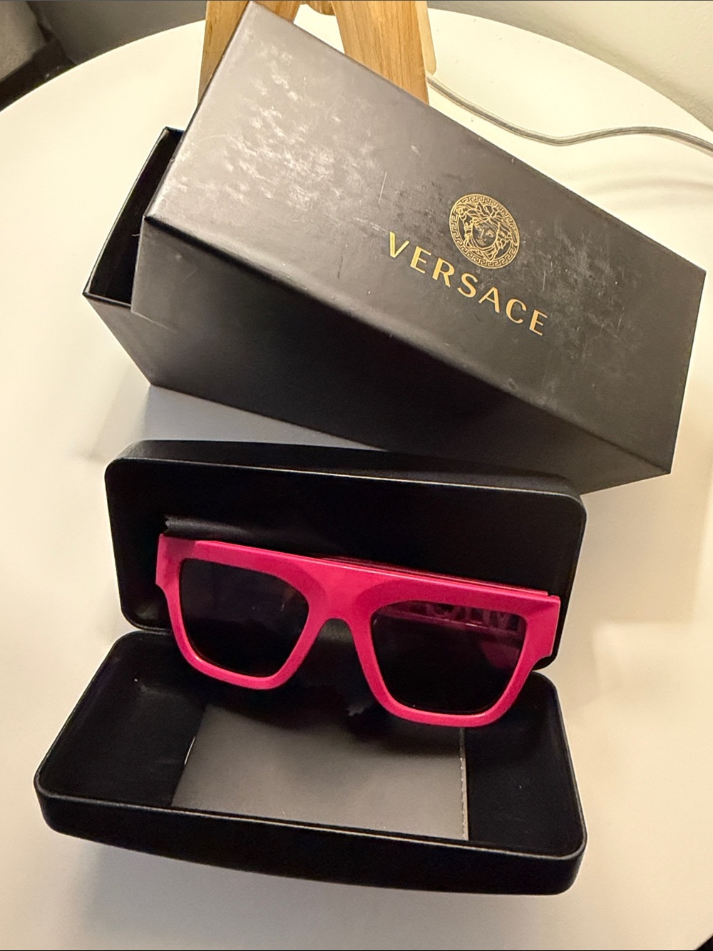 Versace Neon Pink Sunglasses with Black Lenses